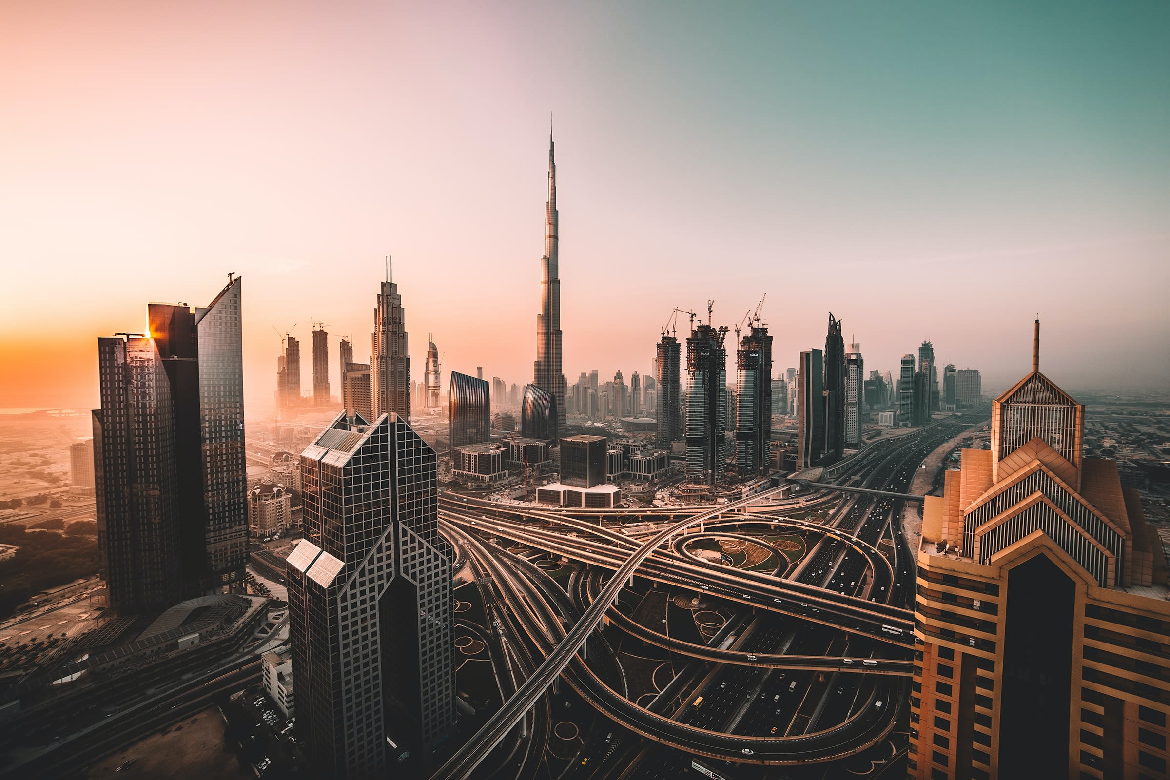 Sunrise photograph of Dubai and Burj Khalifa