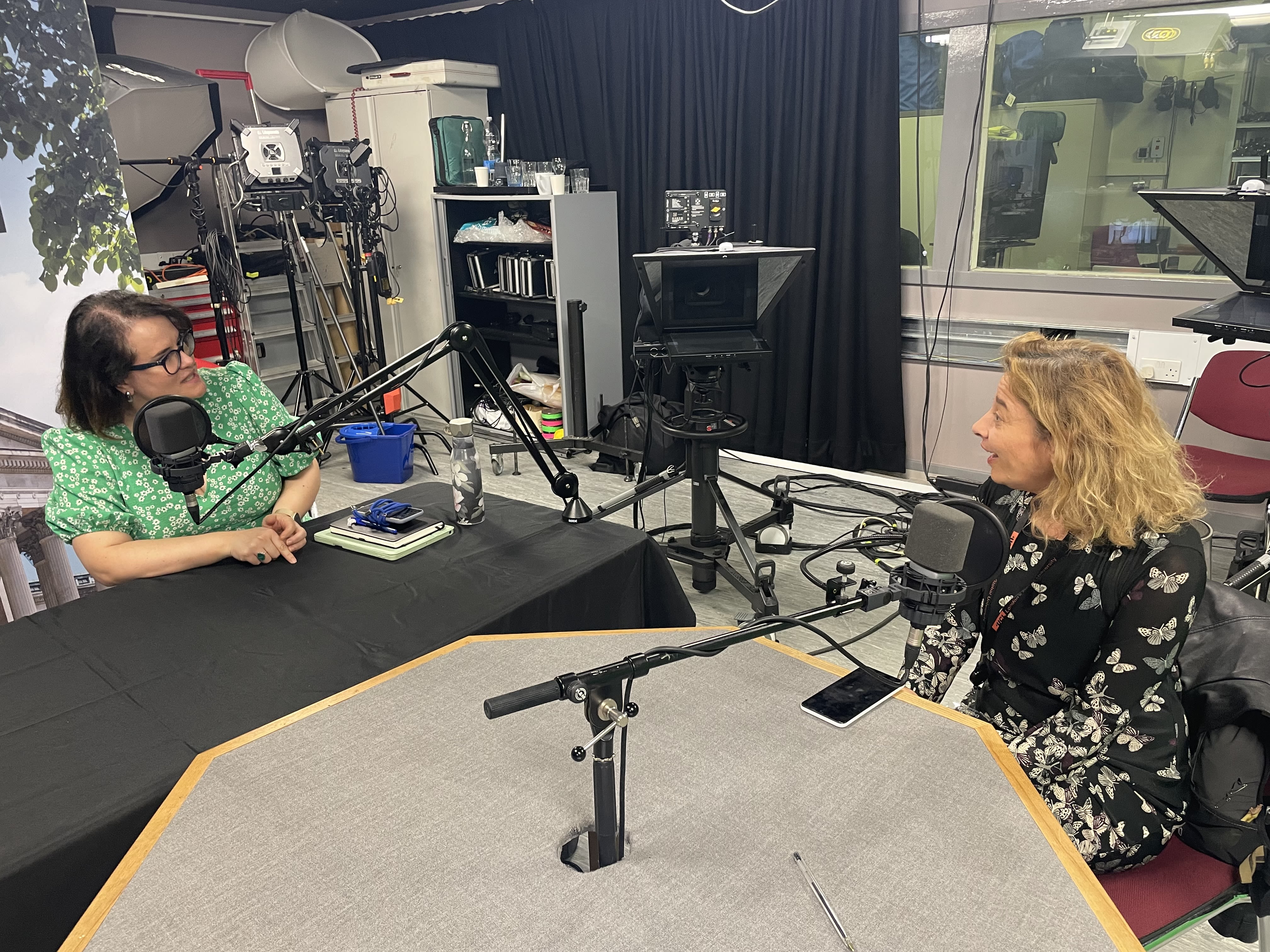 Kallopi Fouseki and Marie Xypaki recording the podcast in the UCL podcast studio