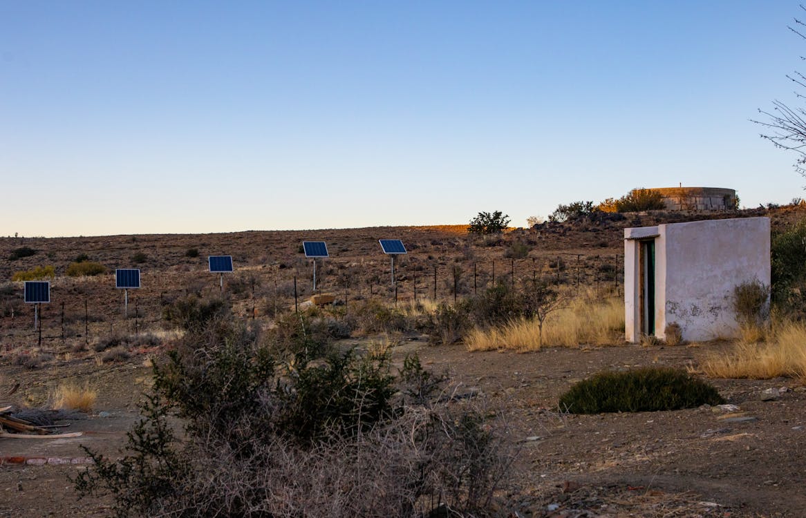 Solar panels on a desert 